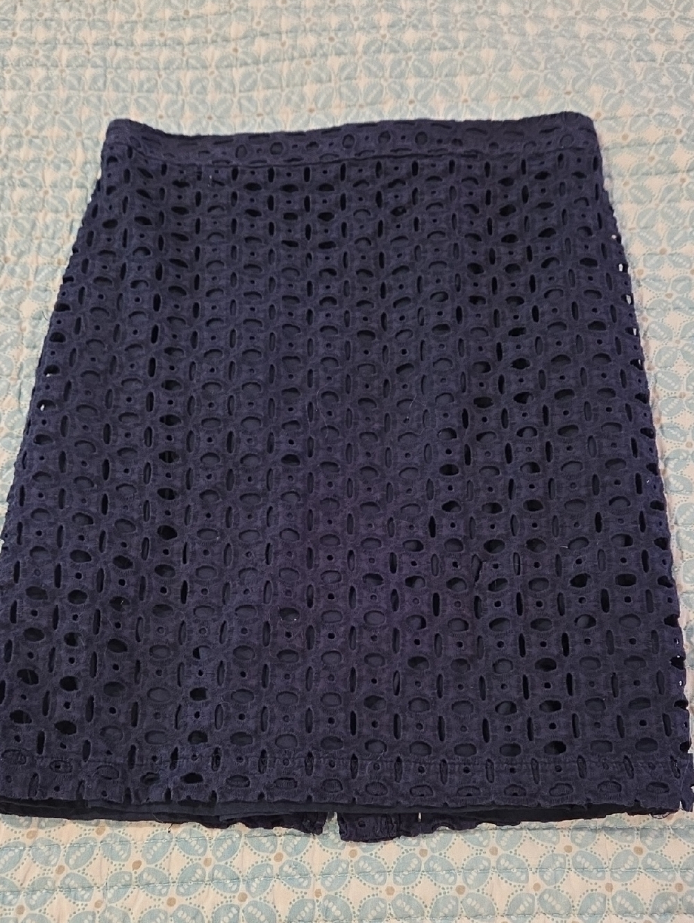 Kenar Navy Eyelet Lace Pencil Skirt